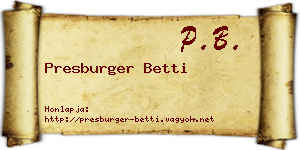 Presburger Betti névjegykártya